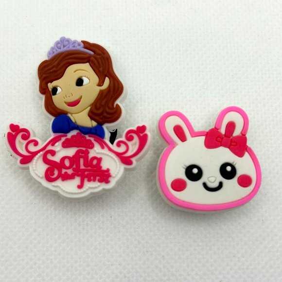 BOGO!! Crocs Style Shoe Charms Jibbitz Sofia the First & Bunny 2pc Set NEW - Picture 1 of 4